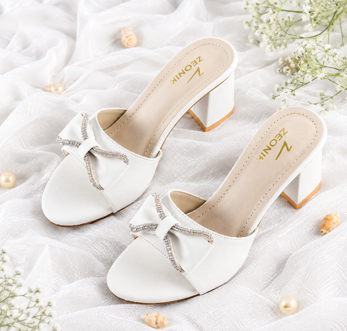 Zoya White Heels For Women – Elegant White Party Wear Heels | Zeonik
